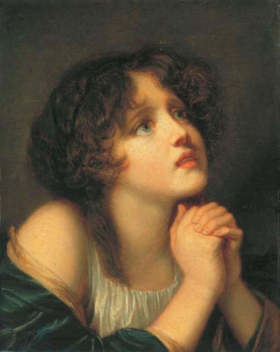 WikiOO.org - Енциклопедия за изящни изкуства - Живопис, Произведения на изкуството Jean-Baptiste Greuze - Girl praying
