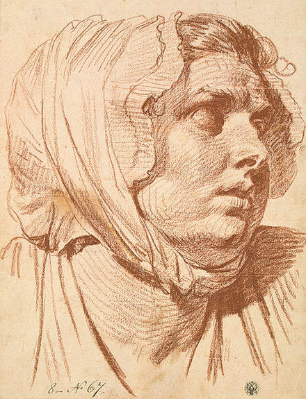 WikiOO.org - دایره المعارف هنرهای زیبا - نقاشی، آثار هنری Jean-Baptiste Greuze - Head of a Woman in a Night Cap