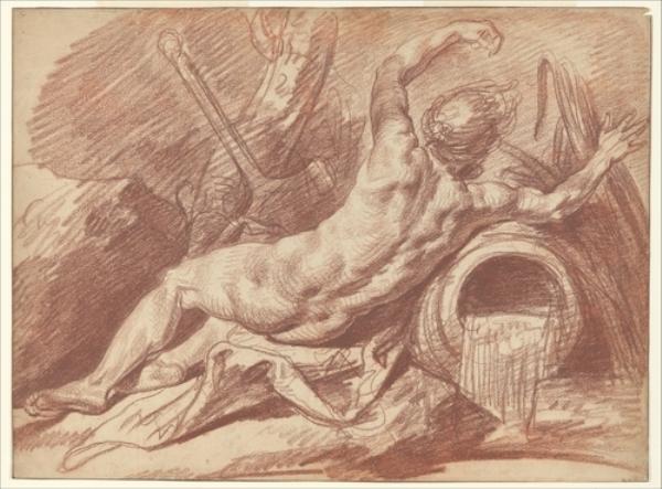 WikiOO.org - Encyclopedia of Fine Arts - Schilderen, Artwork Jean-Baptiste Greuze - Reclining River God