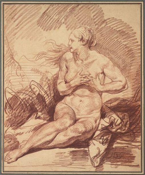 Wikioo.org - The Encyclopedia of Fine Arts - Painting, Artwork by Jean-Baptiste Greuze - Seated Female Nude