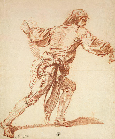 WikiOO.org – 美術百科全書 - 繪畫，作品 Jean-Baptiste Greuze -  研究  一个人 与他 手臂 挥舞 回