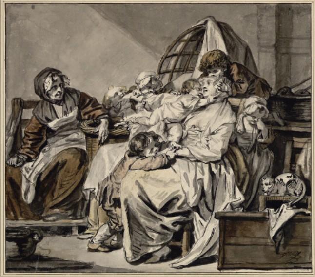 WikiOO.org - Εγκυκλοπαίδεια Καλών Τεχνών - Ζωγραφική, έργα τέχνης Jean-Baptiste Greuze - The beloved mother