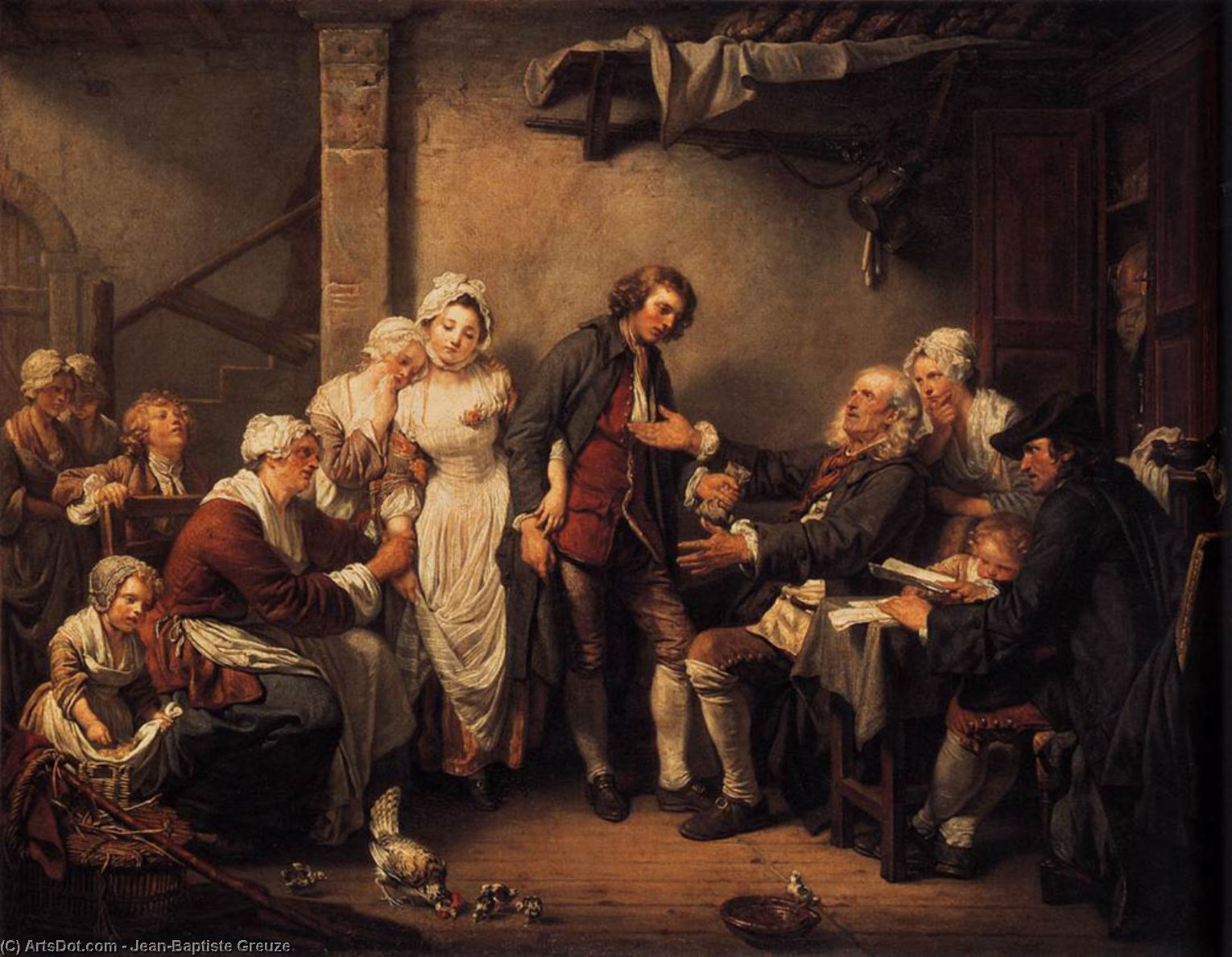 Wikioo.org – L'Encyclopédie des Beaux Arts - Peinture, Oeuvre de Jean-Baptiste Greuze - Le contrat de mariage