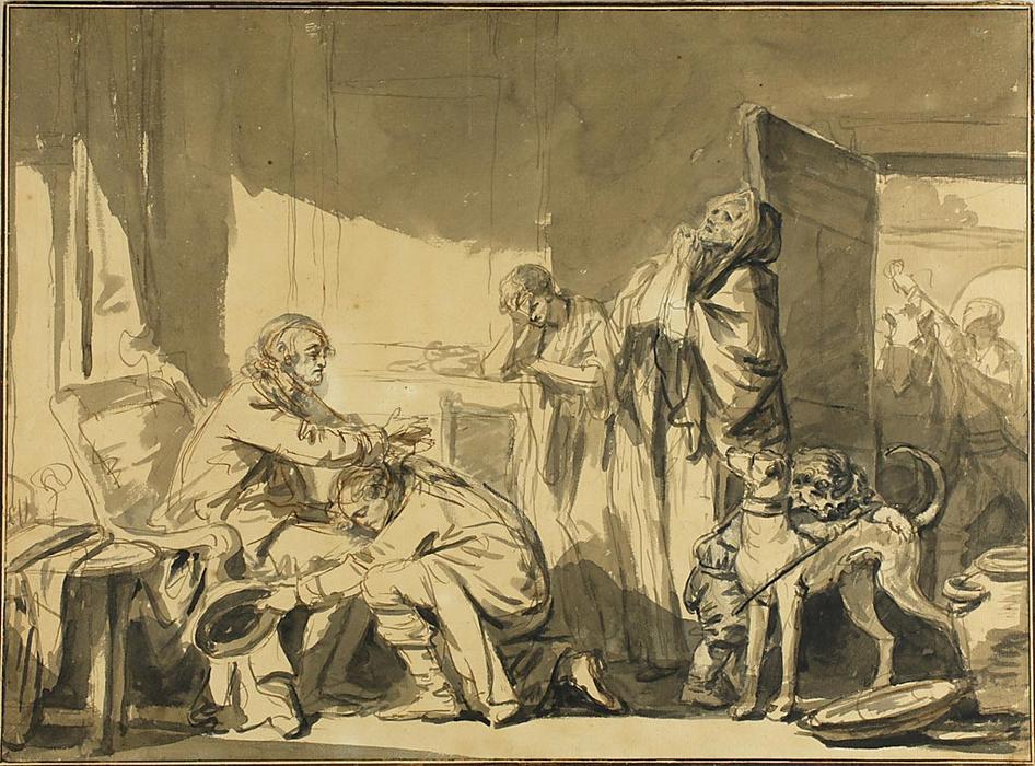 WikiOO.org - 백과 사전 - 회화, 삽화 Jean-Baptiste Greuze - The Paternal Blessing, or the Departure of Basile