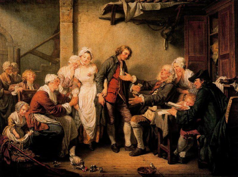 Wikioo.org – L'Enciclopedia delle Belle Arti - Pittura, Opere di Jean-Baptiste Greuze - Il Villaggio Betrothal