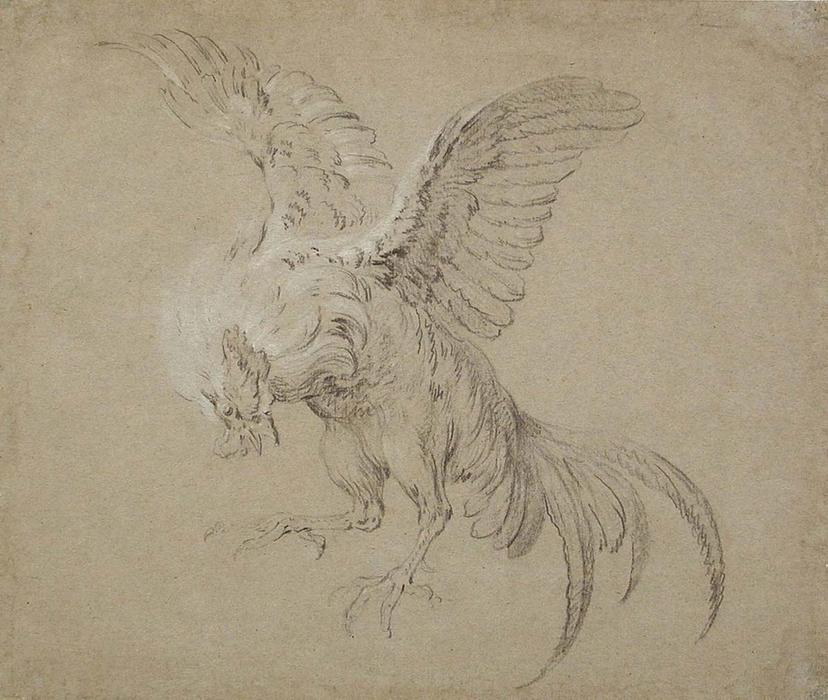Wikioo.org - The Encyclopedia of Fine Arts - Painting, Artwork by Jean-Baptiste Oudry - A Fighting Rooster
