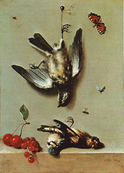 WikiOO.org - 백과 사전 - 회화, 삽화 Jean-Baptiste Oudry - Nature morte avec oiseux morts et cerises