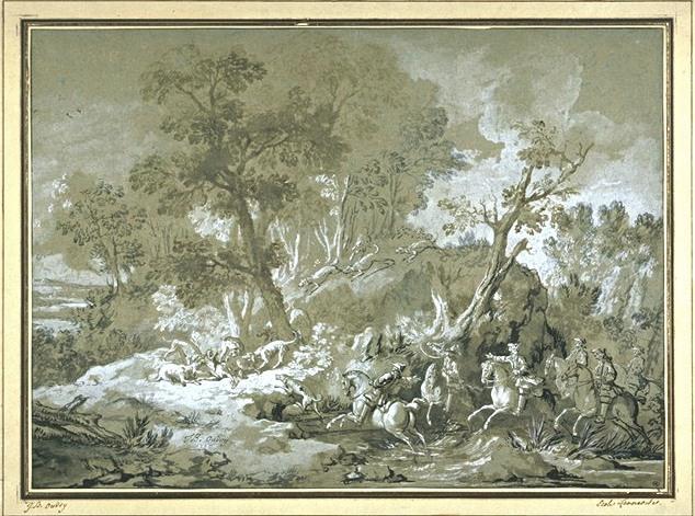 Wikioo.org - สารานุกรมวิจิตรศิลป์ - จิตรกรรม Jean-Baptiste Oudry - Wolf hunting, the kill