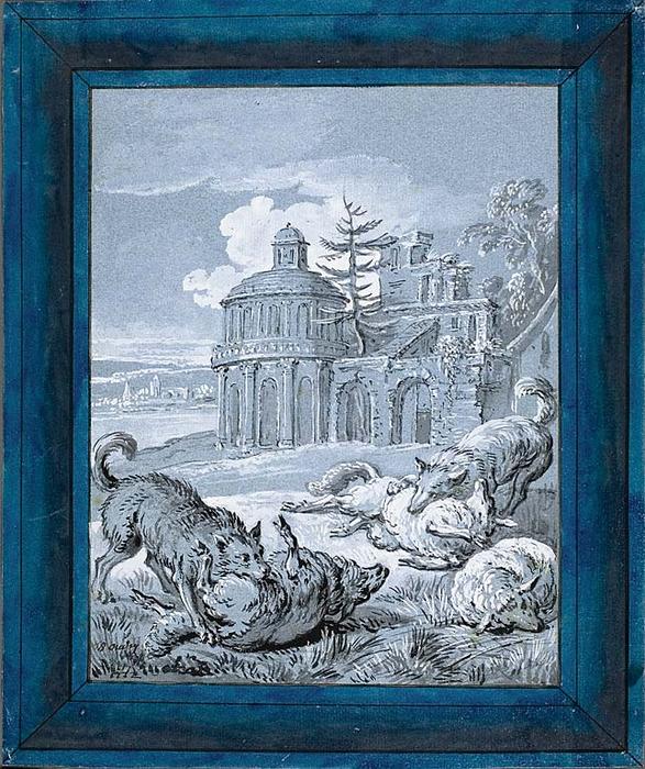 Wikioo.org – La Enciclopedia de las Bellas Artes - Pintura, Obras de arte de Jean-Baptiste Oudry - Los lobos que atacan ovejas