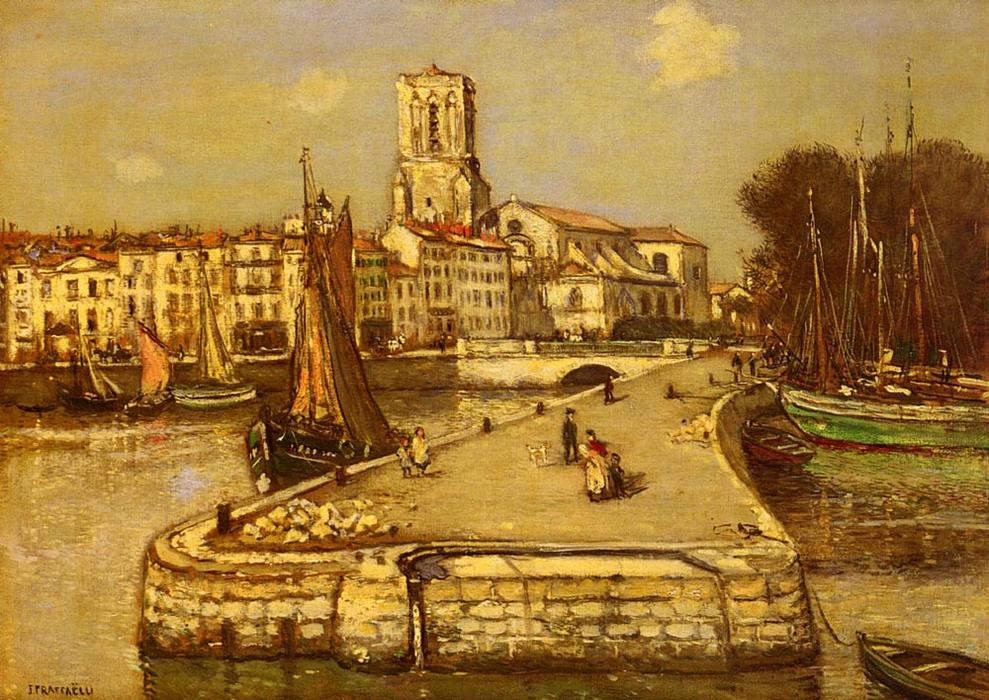 Wikioo.org – La Enciclopedia de las Bellas Artes - Pintura, Obras de arte de Jean-François Raffaelli - Un puerto iluminado por el sol