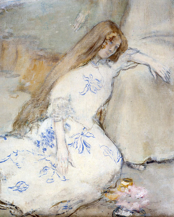WikiOO.org - Encyclopedia of Fine Arts - Maleri, Artwork Jean-François Raffaelli - A Young Girl Resting