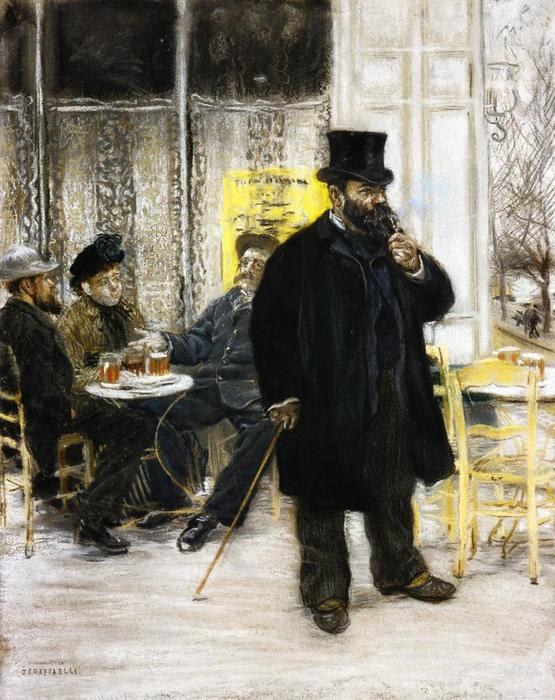 WikiOO.org – 美術百科全書 - 繪畫，作品 Jean-François Raffaelli - bohemians`  在  咖啡馆