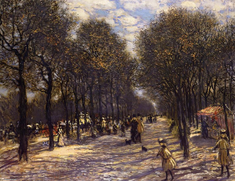 Wikioo.org - The Encyclopedia of Fine Arts - Painting, Artwork by Jean-François Raffaelli - Lane of Trees on the Champs-Elysees