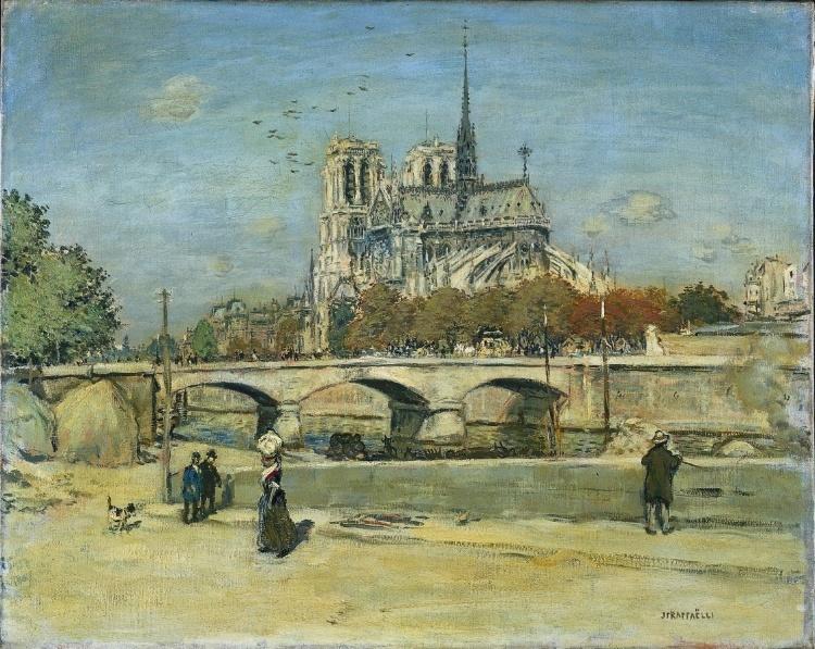 Wikioo.org - The Encyclopedia of Fine Arts - Painting, Artwork by Jean-François Raffaelli - Notre Dame Seen from the Quai de la Tournelle