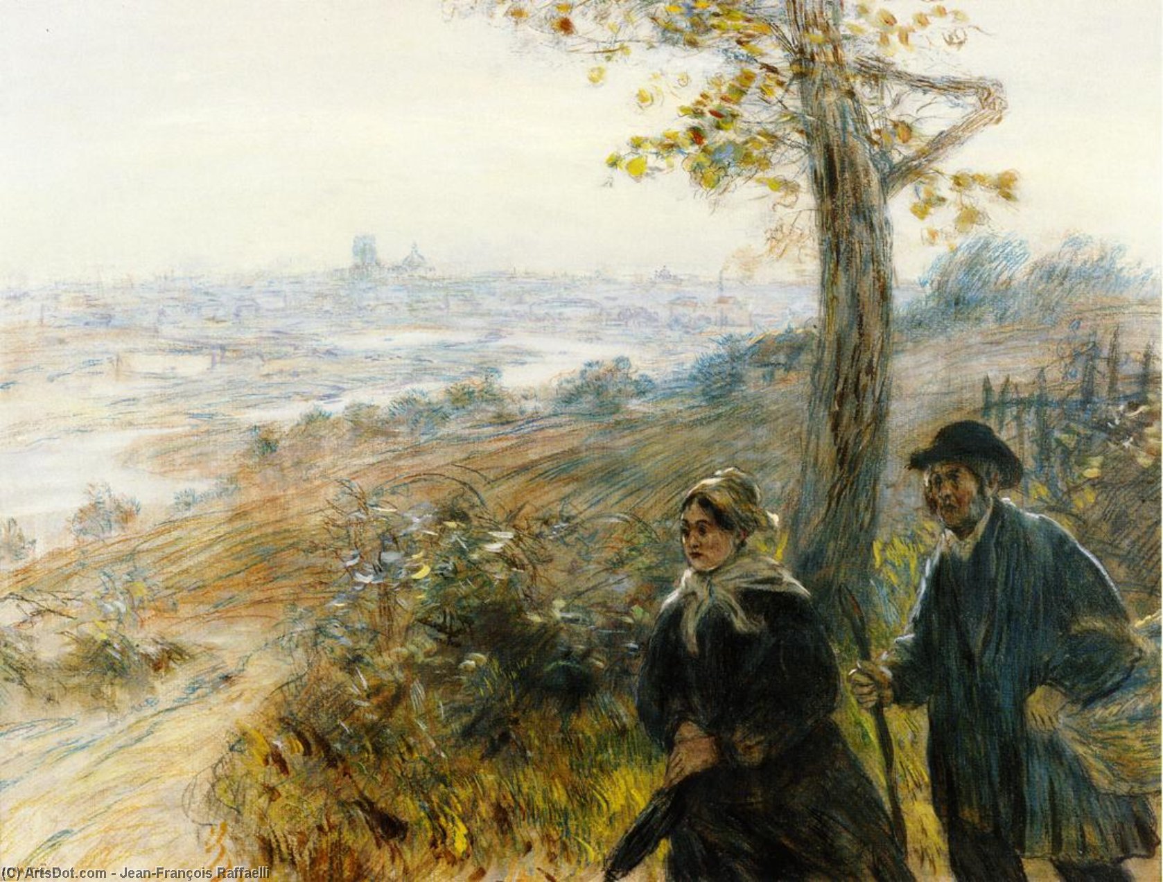 Wikioo.org - สารานุกรมวิจิตรศิลป์ - จิตรกรรม Jean-François Raffaelli - Peasants Going to Town