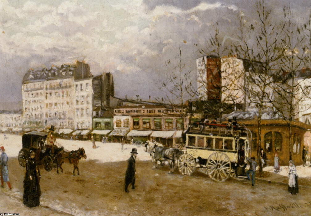 Wikioo.org - The Encyclopedia of Fine Arts - Painting, Artwork by Jean-François Raffaelli - Place Blanche Boulevard Clichy