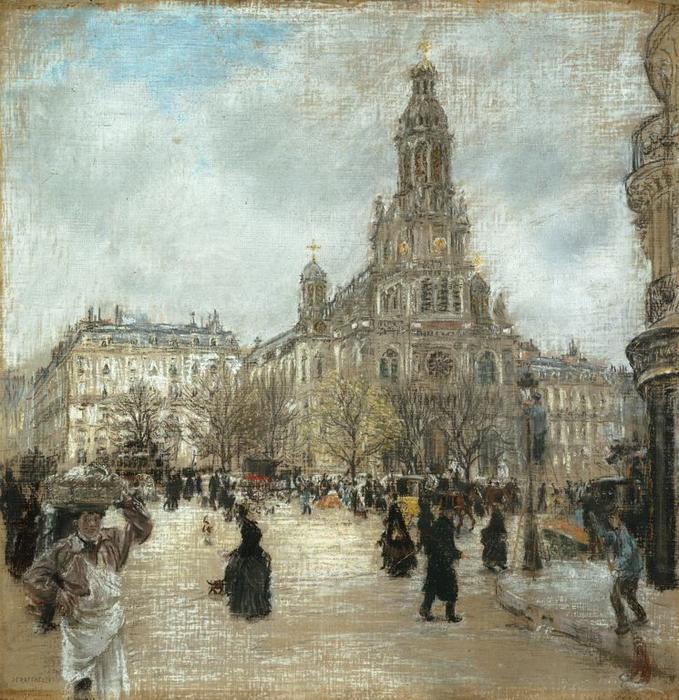 WikiOO.org - Encyclopedia of Fine Arts - Lukisan, Artwork Jean-François Raffaelli - Place de la Trinité, Paris