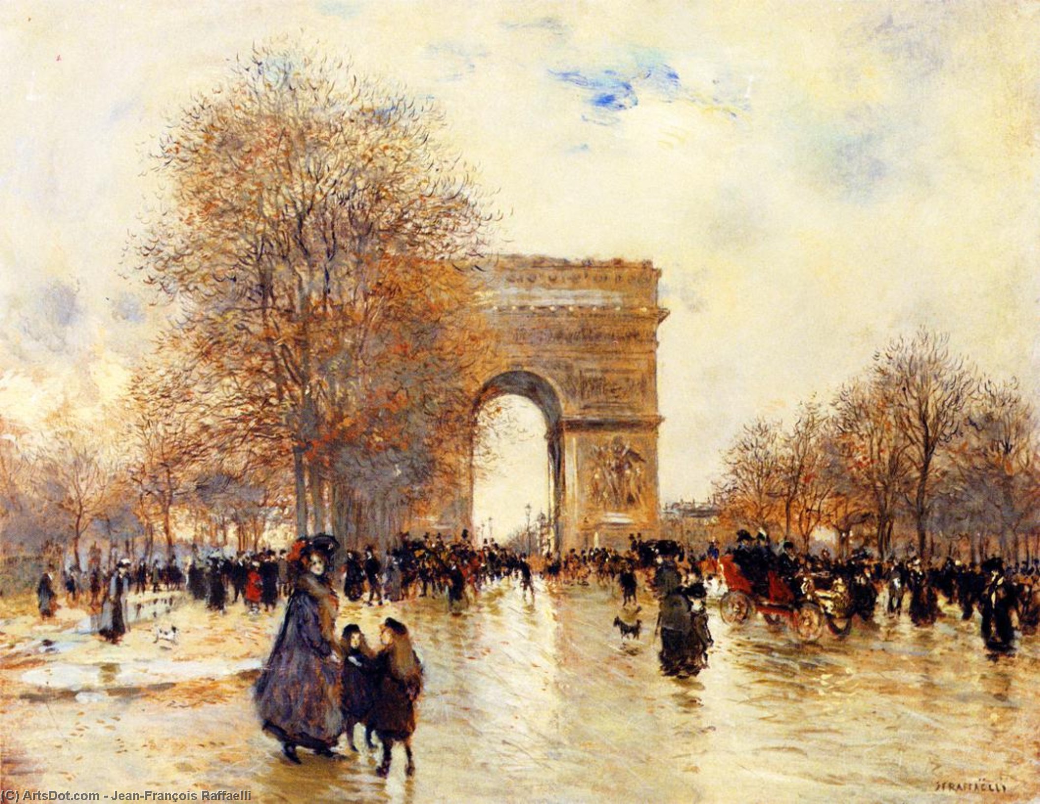 Wikioo.org - The Encyclopedia of Fine Arts - Painting, Artwork by Jean-François Raffaelli - The Arc de Triomphe, Autumn Effect