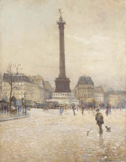Wikioo.org - The Encyclopedia of Fine Arts - Painting, Artwork by Jean-François Raffaelli - The Place de la Bastille, Paris