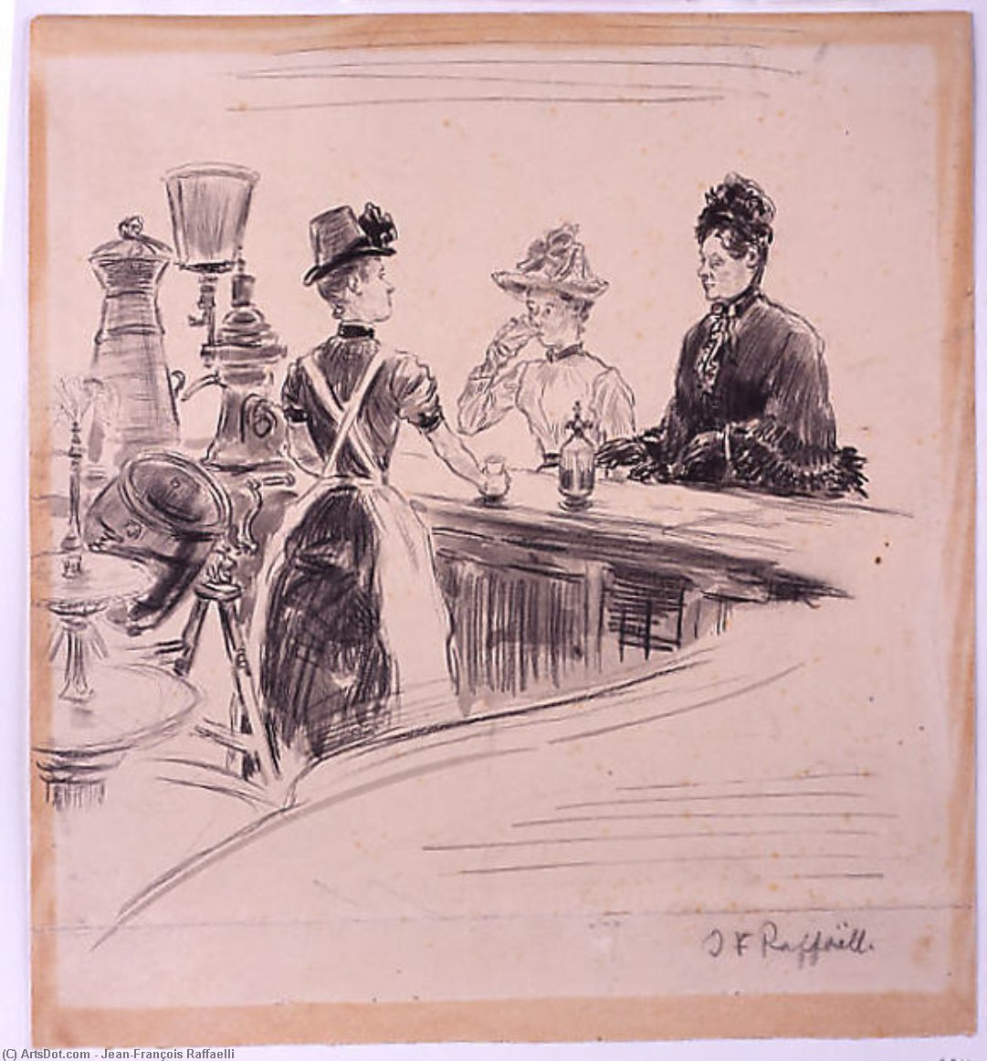 Wikioo.org - The Encyclopedia of Fine Arts - Painting, Artwork by Jean-François Raffaelli - Women at the Counter