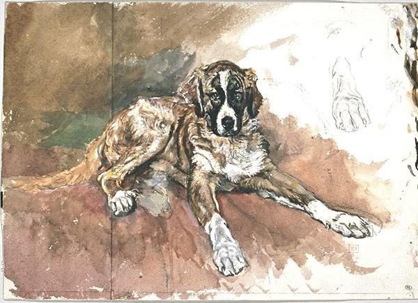 WikiOO.org - Encyclopedia of Fine Arts - Maľba, Artwork Jean Louis Ernest Meissonier - Marco, the Saint Bernard dog of the artist