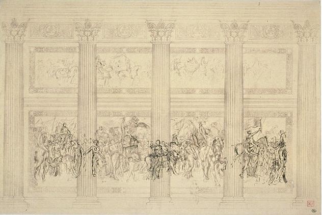 WikiOO.org - Enciklopedija dailės - Tapyba, meno kuriniai Jean Louis Ernest Meissonier - Study for the project of the Pantheon