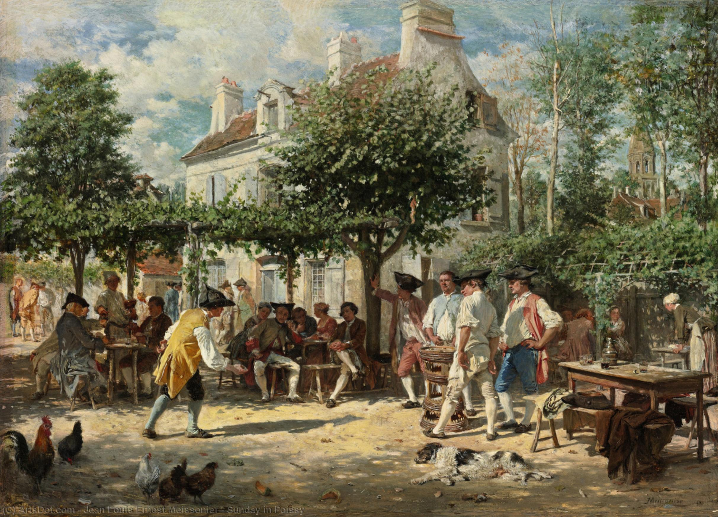 Wikioo.org - The Encyclopedia of Fine Arts - Painting, Artwork by Jean Louis Ernest Meissonier - Sunday in Poissy