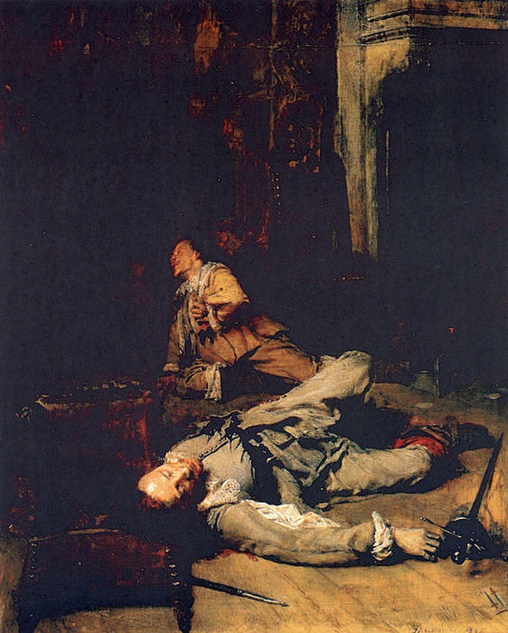 Wikioo.org - The Encyclopedia of Fine Arts - Painting, Artwork by Jean Louis Ernest Meissonier - The End of the Game of Cards