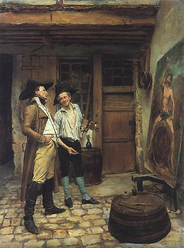 Wikioo.org - Bách khoa toàn thư về mỹ thuật - Vẽ tranh, Tác phẩm nghệ thuật Jean Louis Ernest Meissonier - The Sign Painter