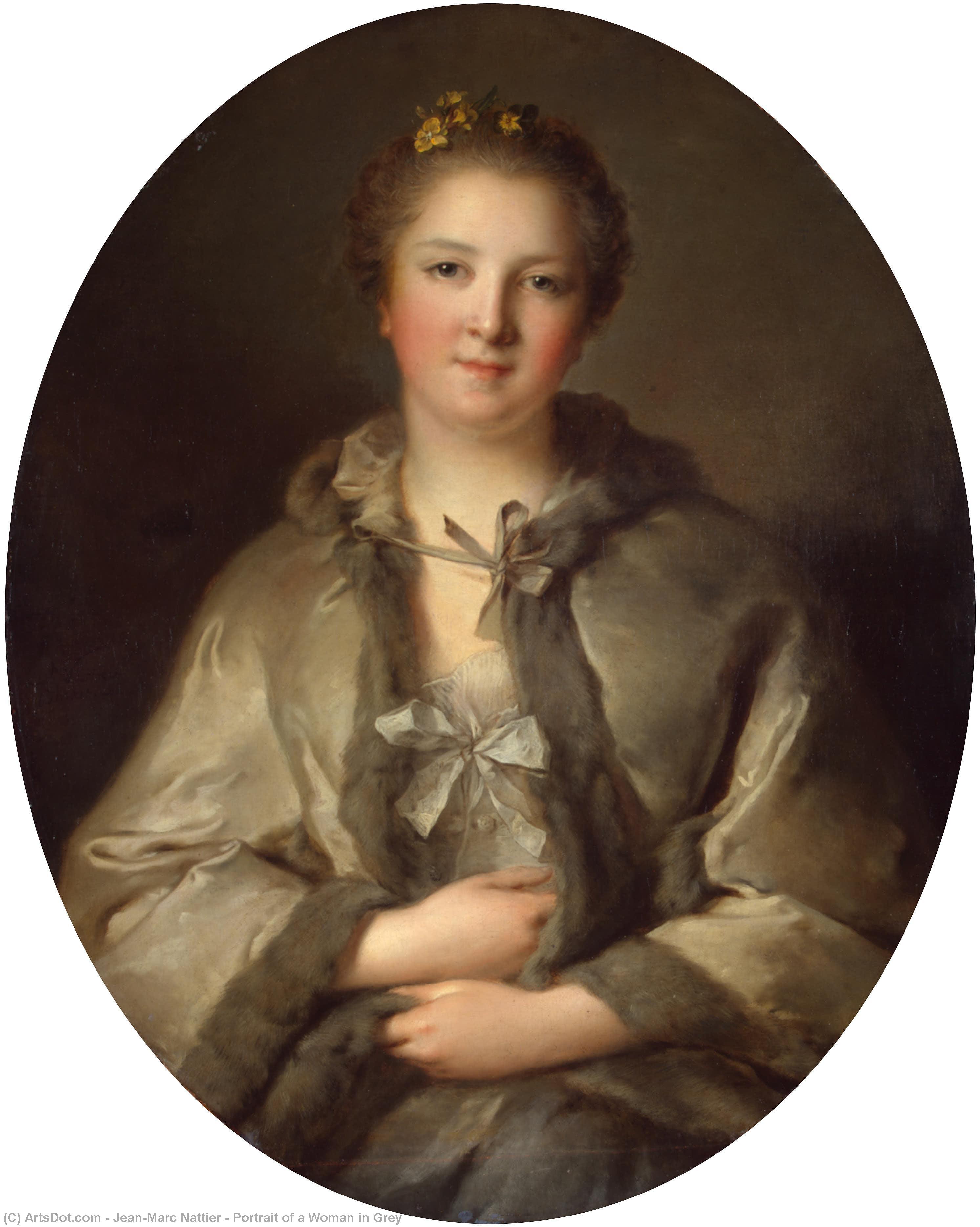 WikiOO.org - دایره المعارف هنرهای زیبا - نقاشی، آثار هنری Jean-Marc Nattier - Portrait of a Woman in Grey