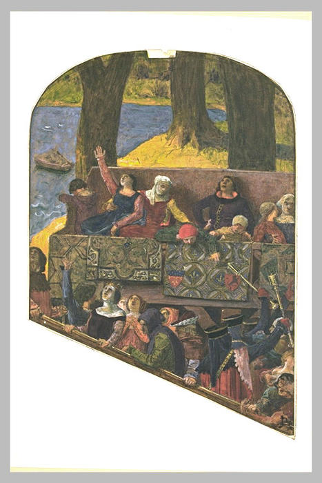 WikiOO.org - Encyclopedia of Fine Arts - Maleri, Artwork Jean-Paul Laurens - Medieval figures on a ballustrade
