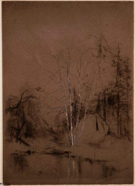 WikiOO.org - Encyclopedia of Fine Arts - Lukisan, Artwork Jervis Mcentee - Trees Near a Pond