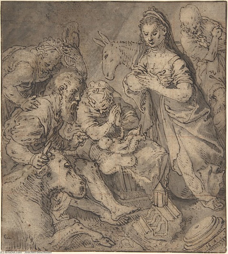 WikiOO.org - Güzel Sanatlar Ansiklopedisi - Resim, Resimler Joachim Beuckelaer - Adoration of the Shepherds