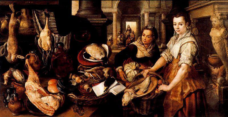 Wikioo.org - The Encyclopedia of Fine Arts - Painting, Artwork by Joachim Beuckelaer - Christ in the House of Martha and Mary 1