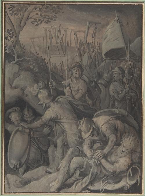 Wikioo.org - Bách khoa toàn thư về mỹ thuật - Vẽ tranh, Tác phẩm nghệ thuật Joachim Beuckelaer - Execution of the Five Kings of the Amorites