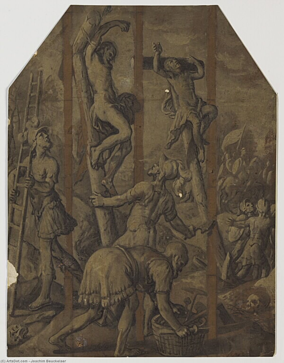 Wikioo.org – L'Encyclopédie des Beaux Arts - Peinture, Oeuvre de Joachim Beuckelaer - Les deux voleurs crucifiés