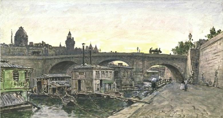 Wikioo.org - สารานุกรมวิจิตรศิลป์ - จิตรกรรม Johan Barthold Jongkind - Boat wash before the Pont Notre-Dame