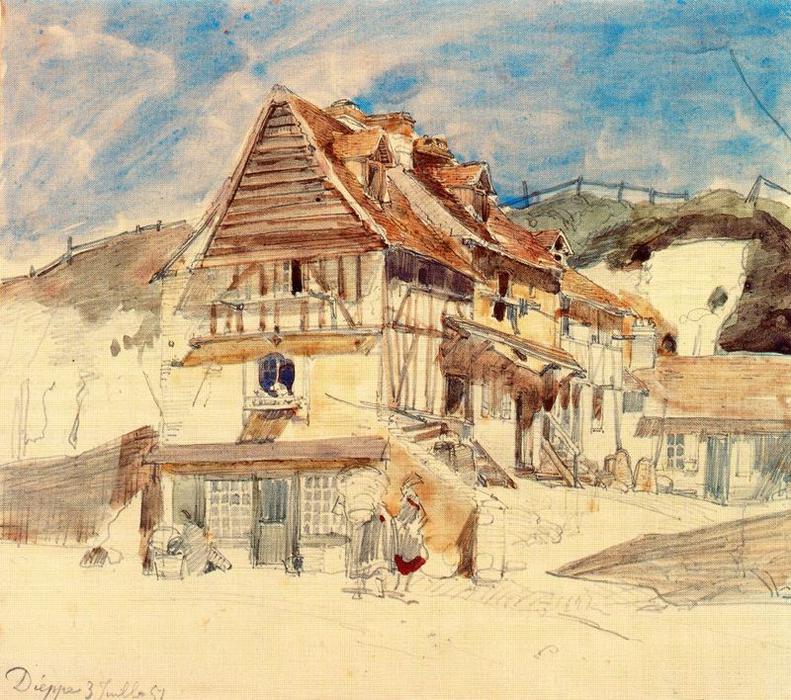 Wikioo.org - The Encyclopedia of Fine Arts - Painting, Artwork by Johan Barthold Jongkind - Cottage in Dieppe