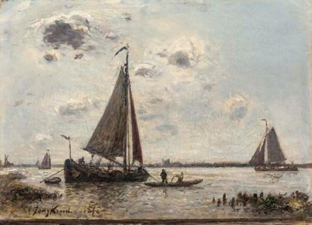 Wikioo.org - The Encyclopedia of Fine Arts - Painting, Artwork by Johan Barthold Jongkind - Landscape of Dordrecht