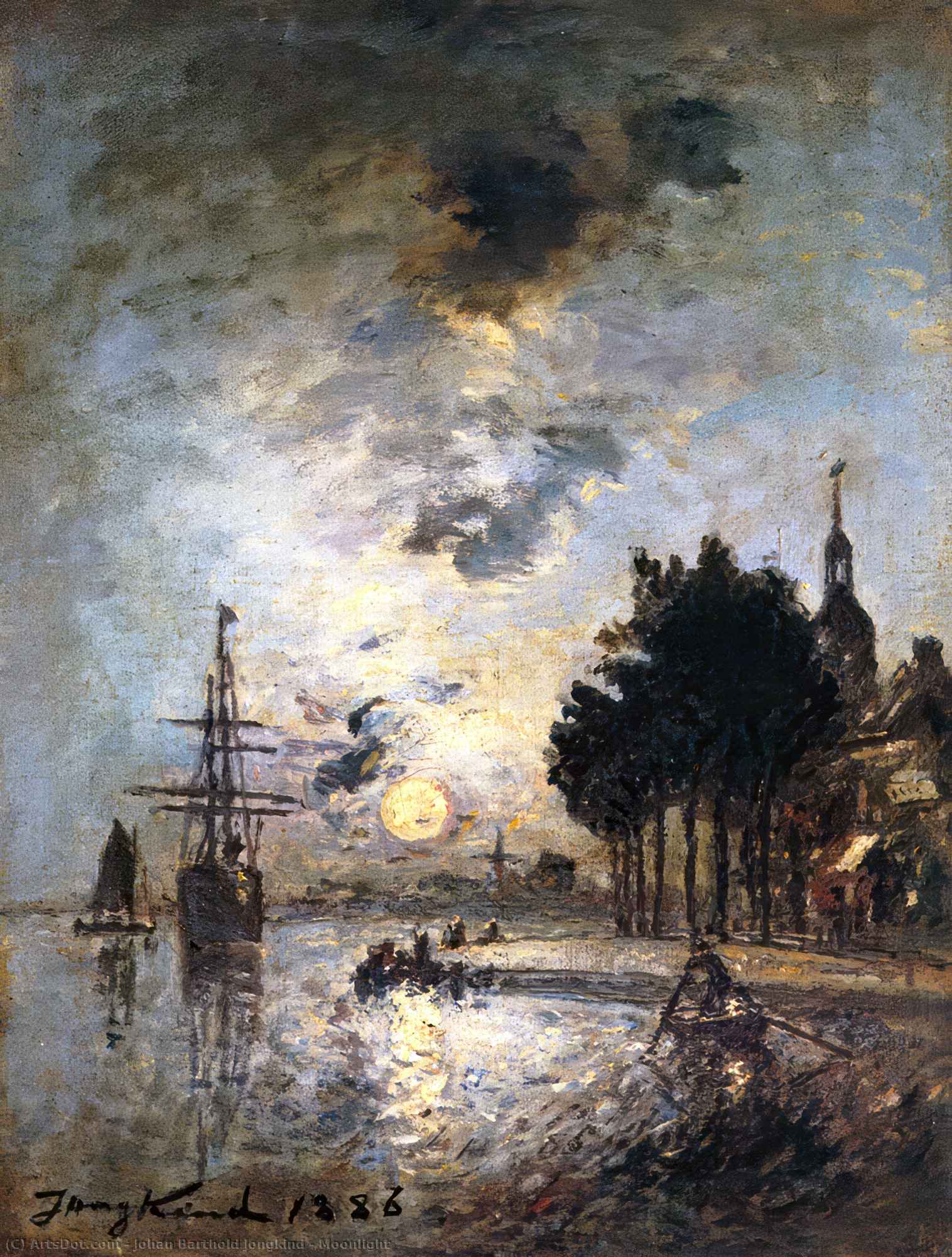 WikiOO.org - Encyclopedia of Fine Arts - Maľba, Artwork Johan Barthold Jongkind - Moonlight