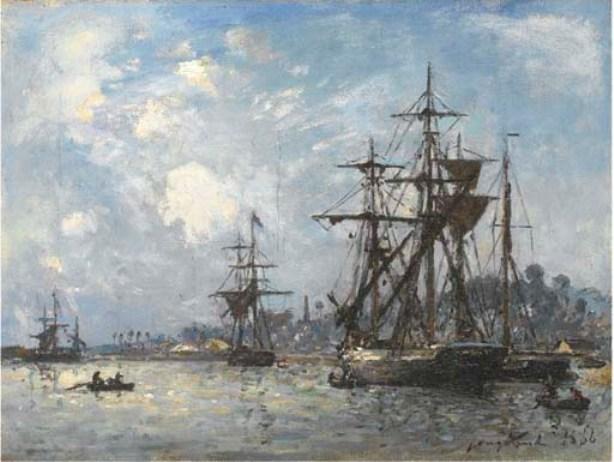 Wikioo.org - The Encyclopedia of Fine Arts - Painting, Artwork by Johan Barthold Jongkind - Sailing boats in Honfleur