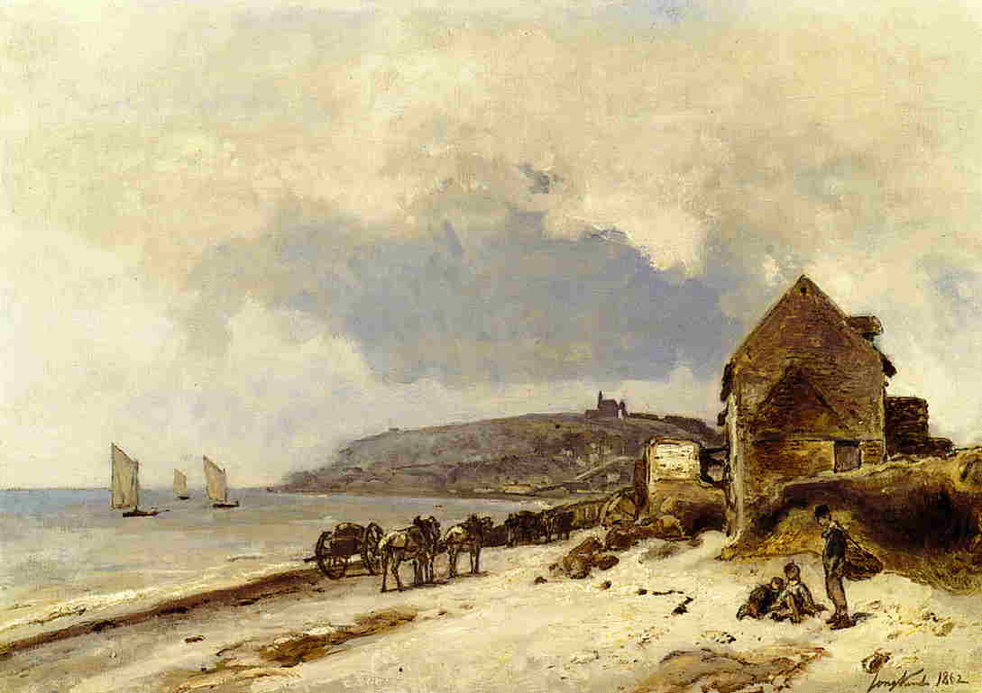WikiOO.org - Encyclopedia of Fine Arts - Maľba, Artwork Johan Barthold Jongkind - The Beach at Sainte-Adresse