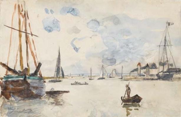 WikiOO.org - Εγκυκλοπαίδεια Καλών Τεχνών - Ζωγραφική, έργα τέχνης Johan Barthold Jongkind - The output of the port of Honfleur