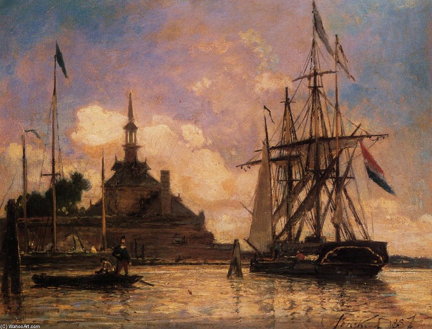 WikiOO.org - Encyclopedia of Fine Arts - Schilderen, Artwork Johan Barthold Jongkind - The Port of Rotterdam 1