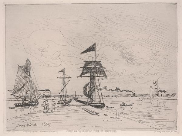 Wikioo.org - The Encyclopedia of Fine Arts - Painting, Artwork by Johan Barthold Jongkind - Wooden Pier in the Port of Honfleur