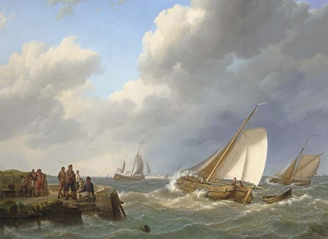 Wikioo.org - The Encyclopedia of Fine Arts - Painting, Artwork by Johannes Hermann Barend Koekkoek - Shipping off the coast, Zeeland