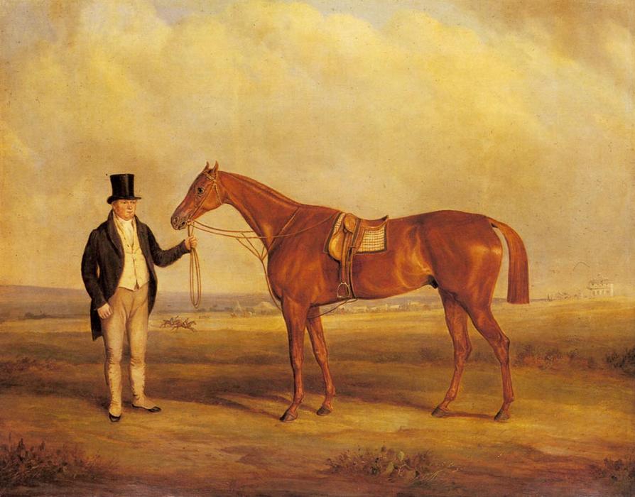 WikiOO.org - Encyclopedia of Fine Arts - Festés, Grafika John E Ferneley I - A Gentleman Holding Dangerous, the Winner of the 1833 Derby