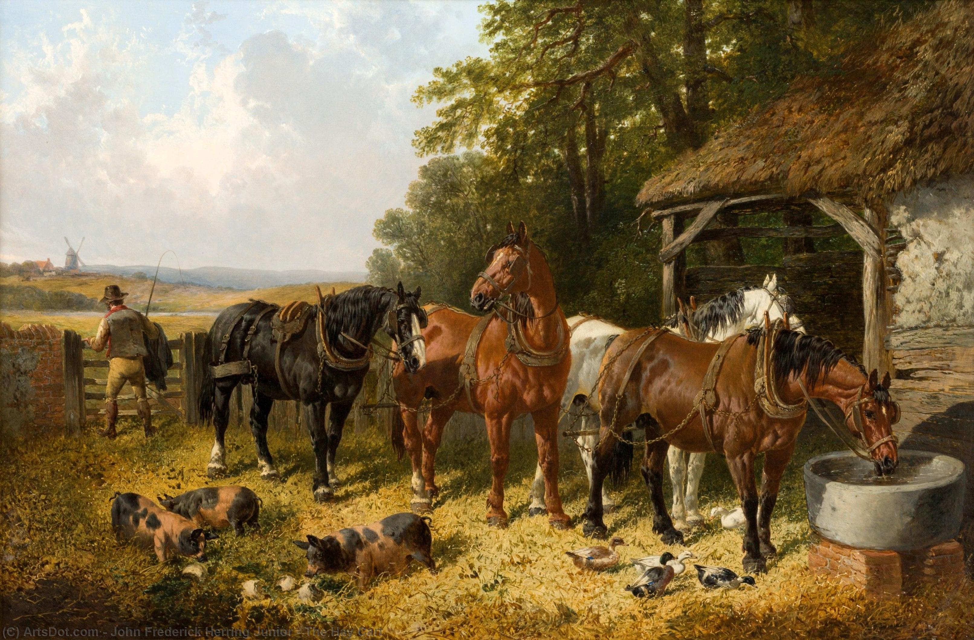 Wikioo.org - The Encyclopedia of Fine Arts - Painting, Artwork by John Frederick Herring Junior - The Hay Cart