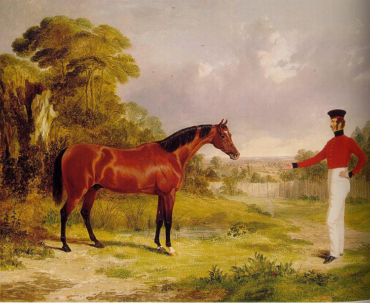 WikiOO.org - Encyclopedia of Fine Arts - Maleri, Artwork John Frederick Herring Senior - A Soldier with an Officer's Charger