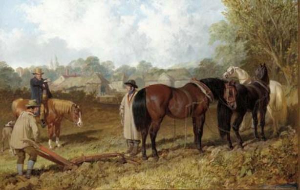 Wikioo.org - The Encyclopedia of Fine Arts - Painting, Artwork by John Frederick Herring Senior - Morning, preparing to plough